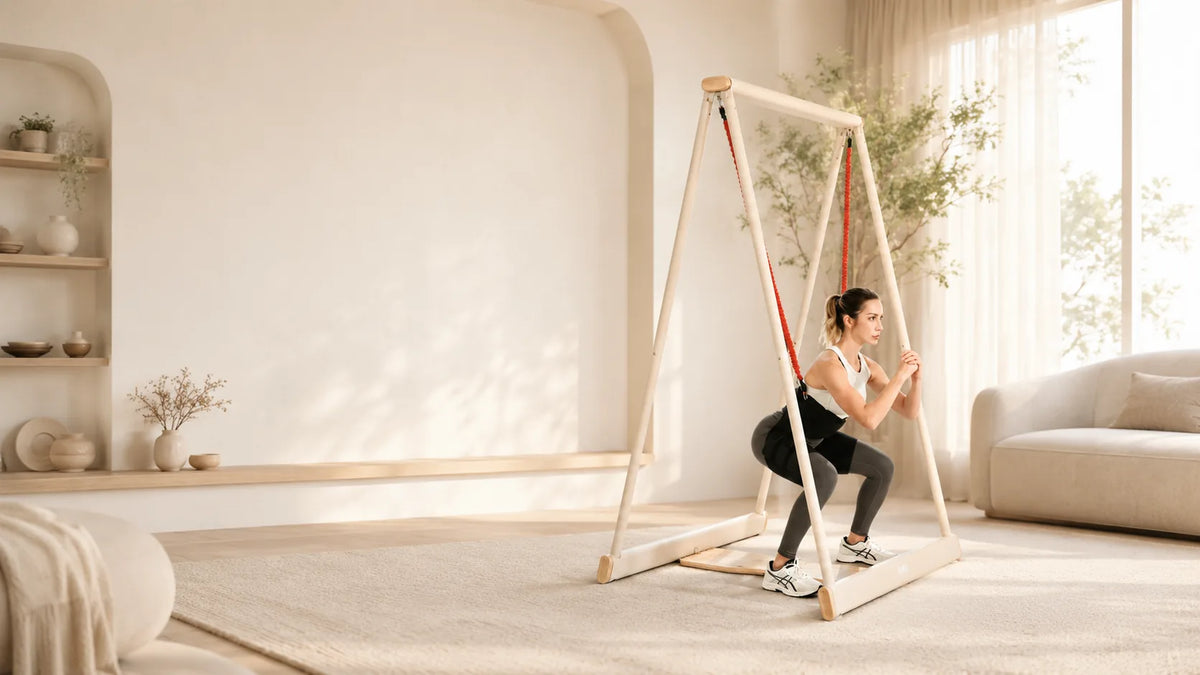EINNO WellMotion Stand assisted squat in a modern living room